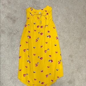 Old Navy Yellow Floral Tie-Neck Dress